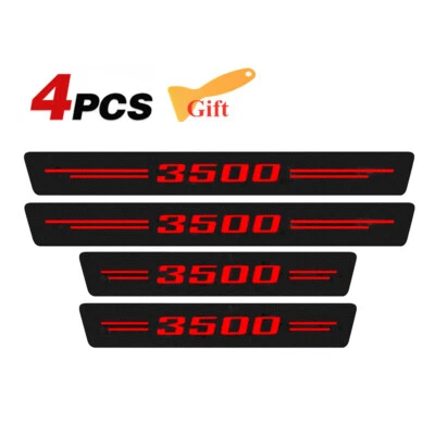 4pcs For Dodge Ram 3500 Cab Pickup Red Letter Door Sill Plate Covers Protectors - Image 1 of 4