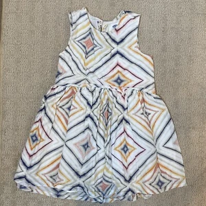 Old Navy Girls 4T Sleeveless Cotton Crepe Dress Diamond Pattern White Blue Pink - Imagen 1 de 7