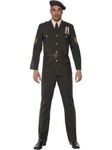 Adult Mens Wartime Officer Military WW2 Army Smiffys Fancy Dress Costume - Picture 1 of 6