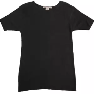 Peter Nygard Damen Pullover Schwarz 100% Seide Kurzarm Rundhals Strick Goth L - Bild 1 von 7