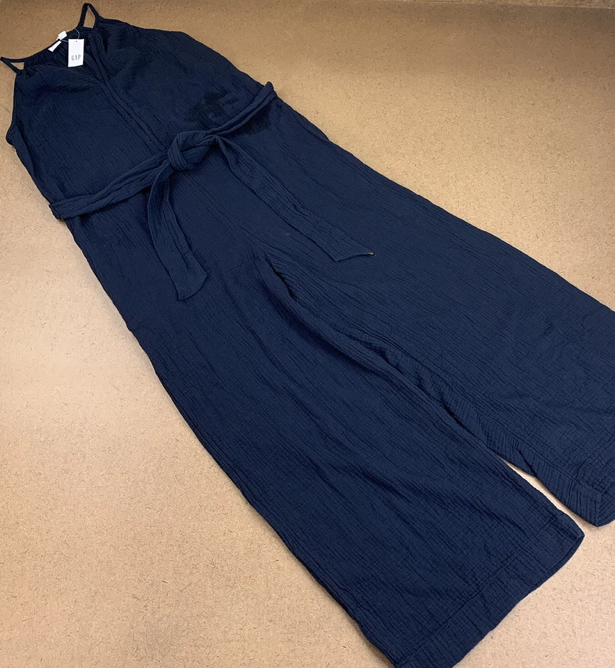 Mono Gap Para Mujer Talla 4 Azul Marino Halter Cuello Gasa Corbata Cinturón Nuevo con Etiquetas Foto 1 de 4