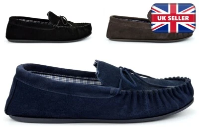 Mens Suede Slippers Mens Extra Large Moccasin Slippers Moccasins Sizes 13/14/15 - Image 1 of 2