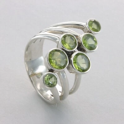 Six Green PERIDOT Ring - Multiple Sizes - 925 STERLING SILVER #101e - Image 1 of 4