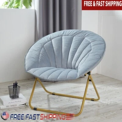 Velvet Folding Saucer Chair Comfortable Cozy Seating Bedroom Dorm Game Room New - Imagem 1 de 3