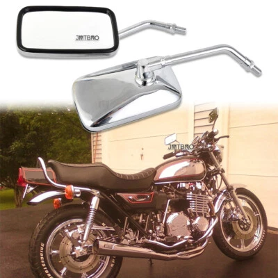 Espelhos retrovisores 10 mm cromados para motocicleta Kawasaki KZ1100 KZ1000 KZ900 KZ750 - Imagem 1 de 4
