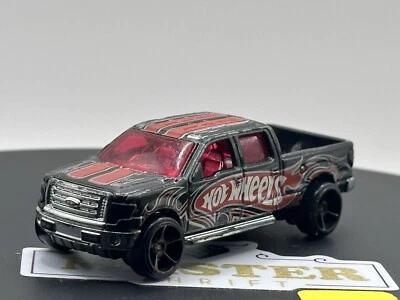 Hot Wheels Ford F150 Truck Red Rims Racing Stripe Flames Superlift Malaysia - Image 1 of 4