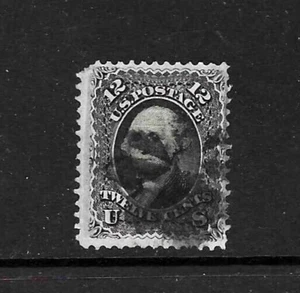 US Scott #97 "F" grill, Used black, 12 cent Washington, heavy cancel Fine, sound - Picture 1 of 2