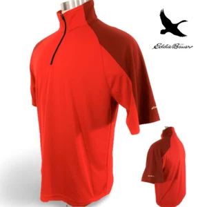 EDDIE BAUER Men's shirt Short Sleeve 1/4 Zip Mock Neck Red Size M - Picture 1 of 12