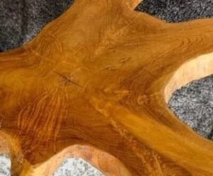 End Table Natural Teak Wood Slab Coffee Nightstand Key Holder Garage Room Metal - Picture 1 of 11