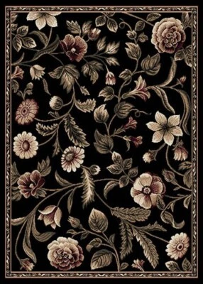 BLACK FLORAL ORIENTAL AREA RUG 4X6 Persien CARPET 029 - ACTUAL 3' 7" x 5' 2" - Image 1 of 3