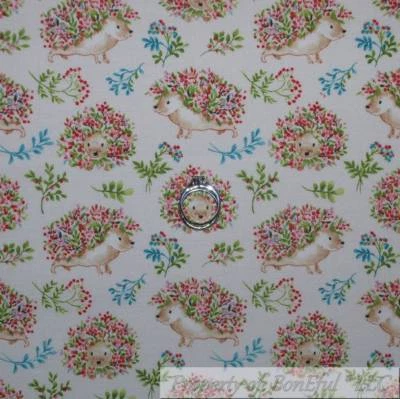 Edredón de algodón BonEful tela FQ azul crema hoja verde pequeño erizo rosa flor Foto 1 de 4