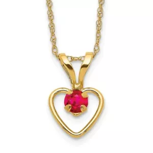 Madi K Childrens 14k Ruby Heart Birthstone 3mm Necklace, July PEN329-15 - Picture 1 of 4