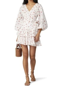 Maia Bergman Floral Ines Dress Size Large Eyelet Wrap Beach Grad Bridal - Picture 1 of 10