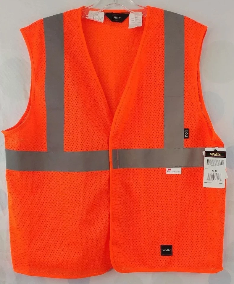 Walls Orange Medium Mesh 3M Reflective Work Construction Safety Class 2 Vest - Image 1 of 4