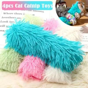 4x Cat Catnip Toy Cat Pillows Crinkle Sound Durable Soft Plush Interactive Cat - Picture 1 of 16