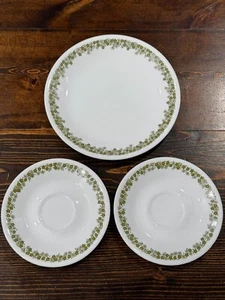 Corelle Green Spring Blossom Crazy Daisy Saucer and Salad Plate Bundle 3 Piece - Picture 1 of 7
