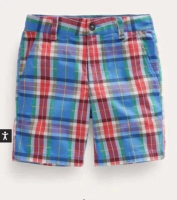 Pantalones Cortos Chinos Boden Niños Estampados A Cuadros Frente Plano Ajustable Cintura Bolsillos 7Y Foto 1 de 4