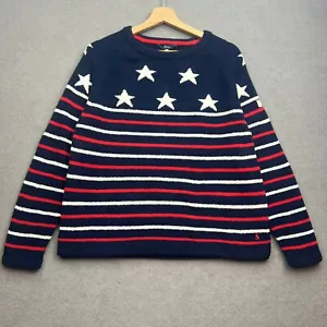 JOULES Jumper Womens UK 14 Navy Teddy Borg Stars Multi Striped Fleece Classic - Picture 1 of 12