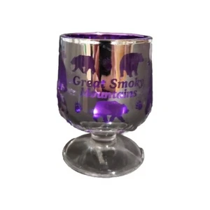 Great Smoky Mountains Cordial Shot Glass 2 Oz Purple Silver Bears - Picture 1 of 6