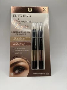 Ellen Tracy Eye Liner and Shadow Crayons Set Champagne & Rose Gold Glamour Eyes - Picture 1 of 11