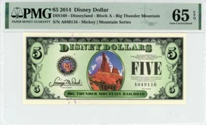 2014 $5 dólar Disney Big Thunder Mountain PMG 65 EPQ (DIS169) - Imagen 1 de 2