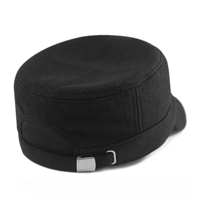 S/M/L/XL/XXL Full Closure Closed Wool Army Cap,Winter Warm Flat Top Military Hat - Image 1 of 4