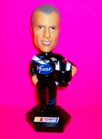 NASCAR ERROR! MARK MARTIN No Name! Resin Pfizer Handpainted Bobblehead w Helmet Cover
