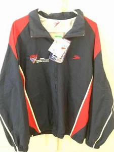 SPEEDO Herren USA 2002 Triathlon Worlds Cancun Mexico Jacke rot weiß blau Gr. L - Bild 1 von 10