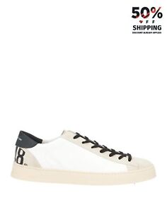 RRP€184 P448 Leather Sneakers US16 UK15 EU49 White Logo Flat Made in Italy