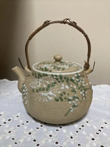 Japanese Moriage Meiji Sharkskin Pottery Teapot Orange Peel Glaze Asian READ - Picture 1 of 16