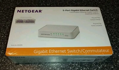 NETGEAR 5-Port Gigabit Ethernet Switch GS205 For Home Networks - Factory Sealed - Image 1 of 2