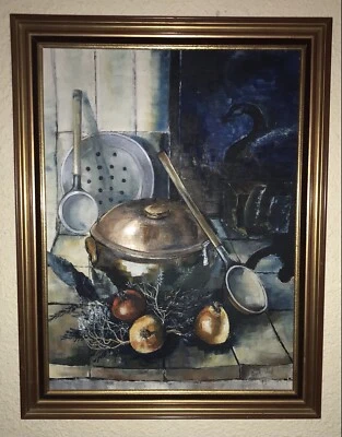 Nature morte Au coin du feu signé Guy Vidal - Photo 1/4