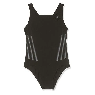 Adidas Rendimiento Niños Niñas Bañador Traje de Baño Chándal Negro Gris - Imagen 1 de 3