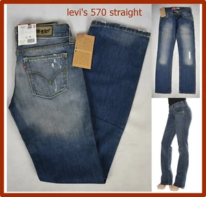 levis 570 jeans levi's da donna vita bassa strappati gamba larga bootcut w27 41 - Picture 1 of 6