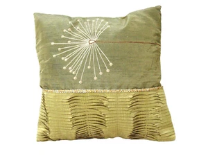 (29832) FUNDA DE COJIN CAMA SOFA CUADRADA GRANDE PLIEGUE VERDE DORADO BORDADO - Bild 1 von 1