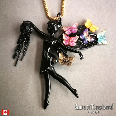 Necklace Woman Jewelry Luxury Vintage Ballerina Fashion Accessories Black Fairy - Изображение 1 из 4