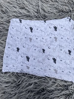 Baby Dew Muslin Swaddle Blanket - Cactus Black White 40x45 - Image 1 of 4