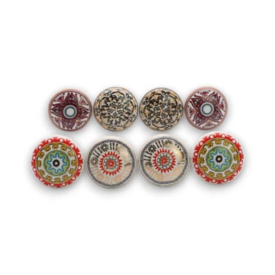 Ceramic Cabinet Knobs Set of 4 Vintage Cupboard Door Drawer Wardrobe Pull Handle - Image 1 of 4