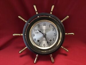 Vintage Abercrombie & Fitch Co New York Chelsea Ship’s Bell Clock Brass Nautical