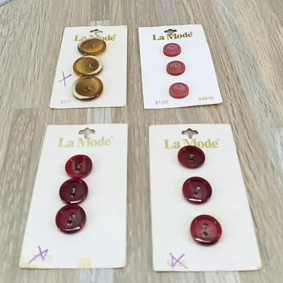 Button Lot Carded La Mode Burgundy & Tan Sewing Craft Closures & Connectors - Image 1 of 4
