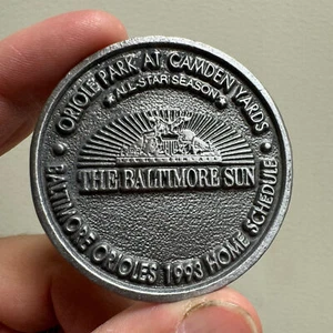 BALTIMORE ORIOLES Baltimore Sun Pewter Token Schedule 1993 Baseball MLB - Picture 1 of 6