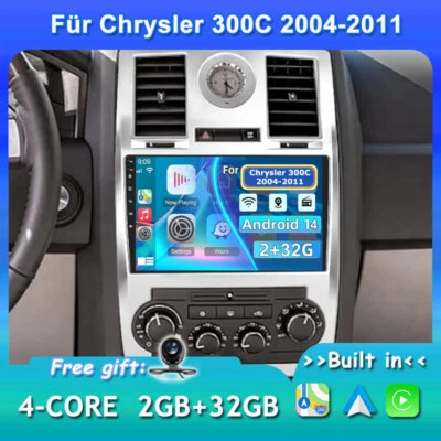 9" CarPlay Autoradio Android 14.0 Für Chrysler 300C 2004-11 GPS AUX DSP 2GB+32GB - Bild 1 von 4