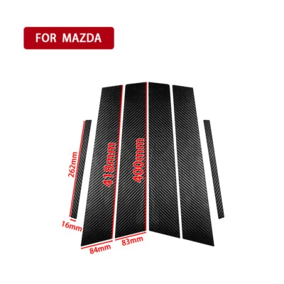 Carbon Fiber Car Window B Pillar Panel Cover Trims For Mazda 3 Axela 2011-2015 Foto 1 de 4