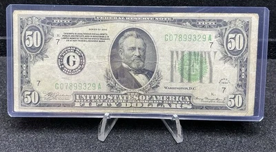 1934 $50 Federal Reserve Note Chicago, Illinois Fifty Dollar Bill. Z95 - Image 1 of 2