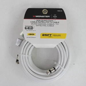 Monster Just Hook It Up RG6 Quad Coaxial 25-Foot Cable 140033-00 New, Sealed - Picture 1 of 4