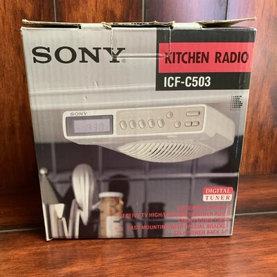 Radio de cocina vintage SONY ICF-C503 debajo del gabinete sintonizador digital AM/FM/TV/CLIMA Foto 1 de 4