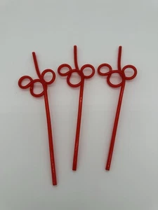 Disney Mickey Mouse Head Drinking Straw Reusable Plastic Set Of 3 - Picture 1 of 2