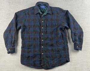 Vintage Pendleton ungefüttert Wolle Herren Flanell Größe M Tartan kariert Knopfleiste USA - Bild 1 von 8