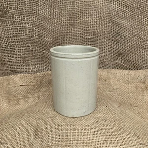 Tarro de gres - blanco roto - acanalado - antiguo - soporte para utensilios - pequeño - Imagen 1 de 6