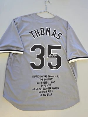 Camiseta deportiva firmada por Frank Thomas Beckett certificado de autenticidad autografiada Big Hurt Auto Chicago Foto 1 de 4